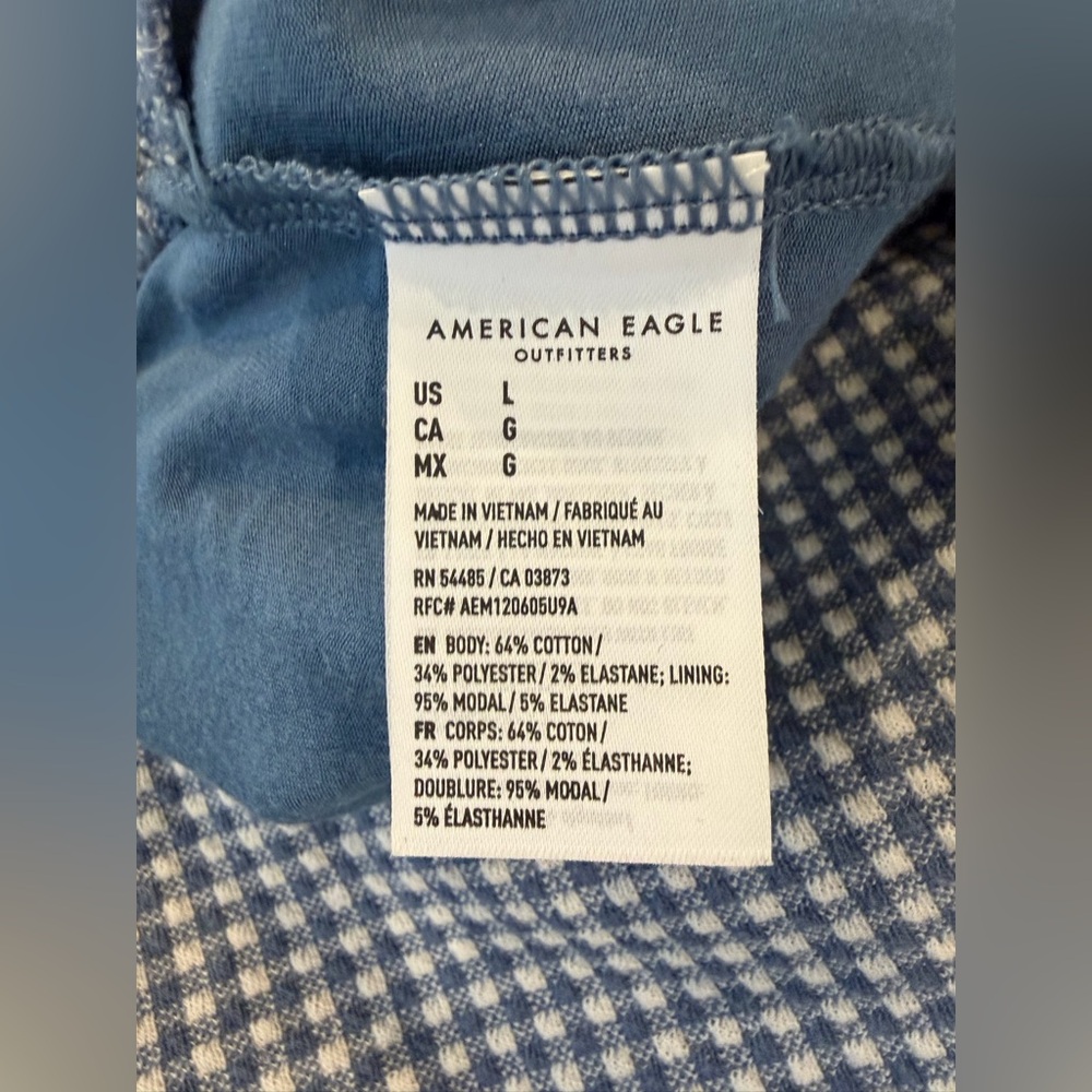 American Eagle Gingham Skort Plaid Navy White Checkered Mini Skirt Shorts Large - Picture 8 of 9